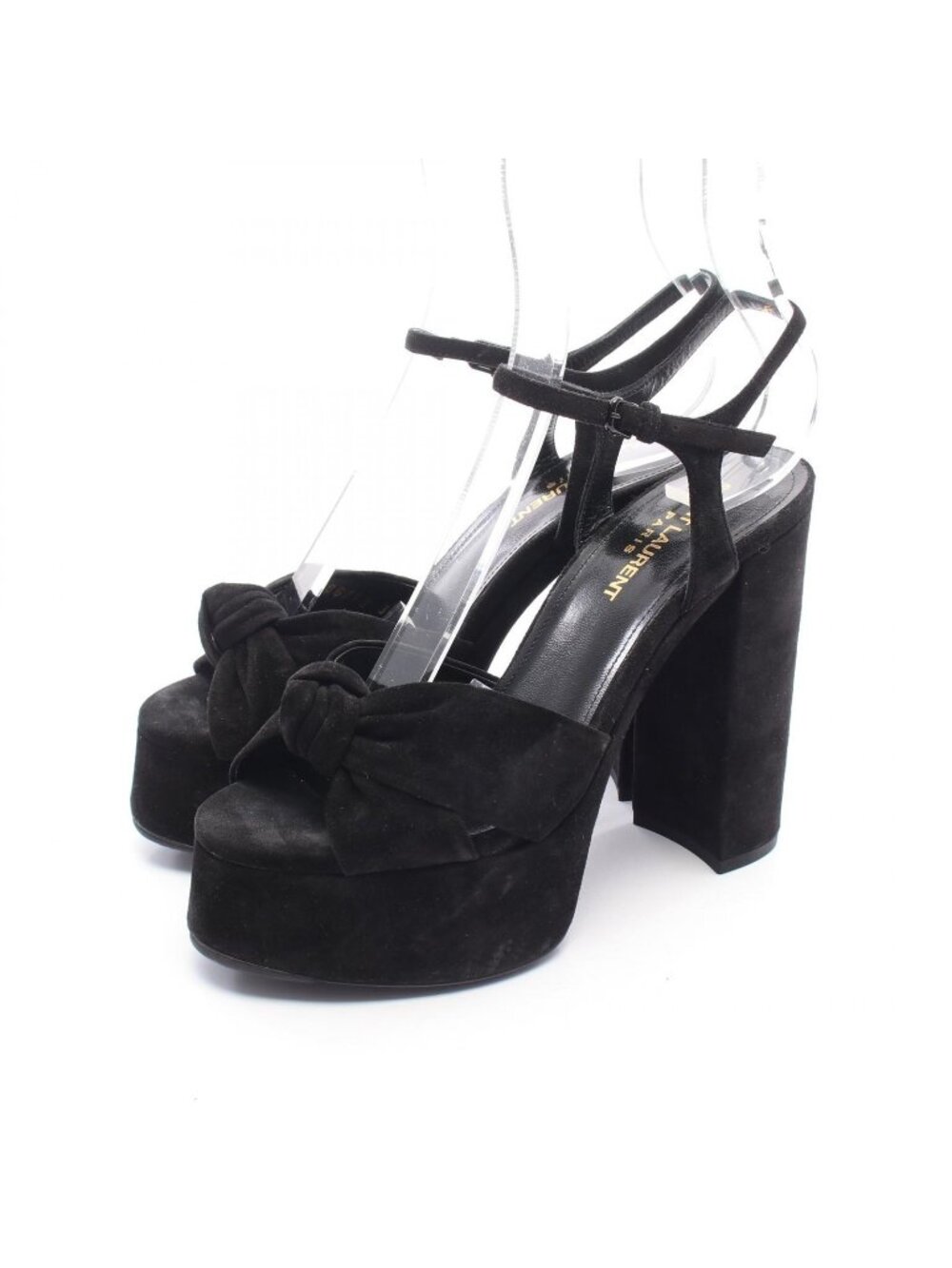 Saint Laurent Paris Sandals Bianca Ribbon Platform Suede